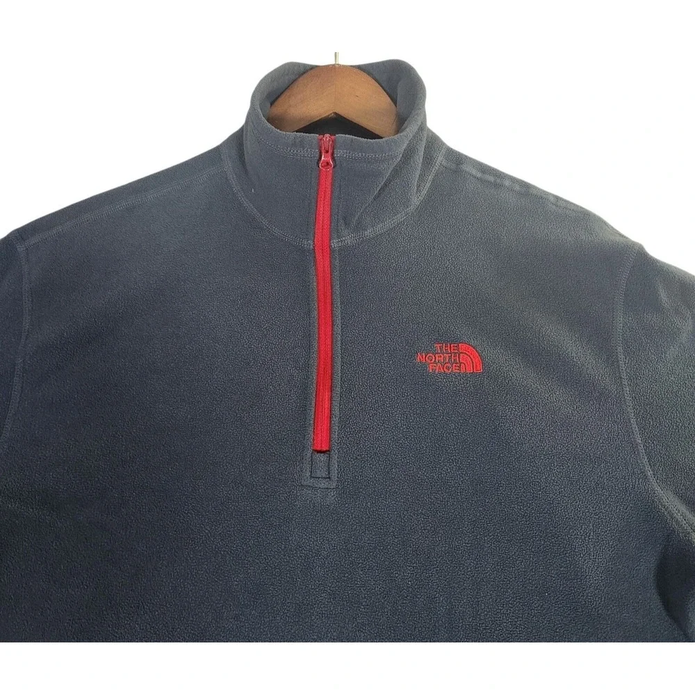 North Face 1/4 Zip Sweatshirt Mens Large Gray Long Sleeve Thumb Holes Running